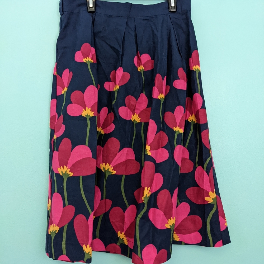 Princess Highway Navy Blue and Pink Flower Skirt size 12